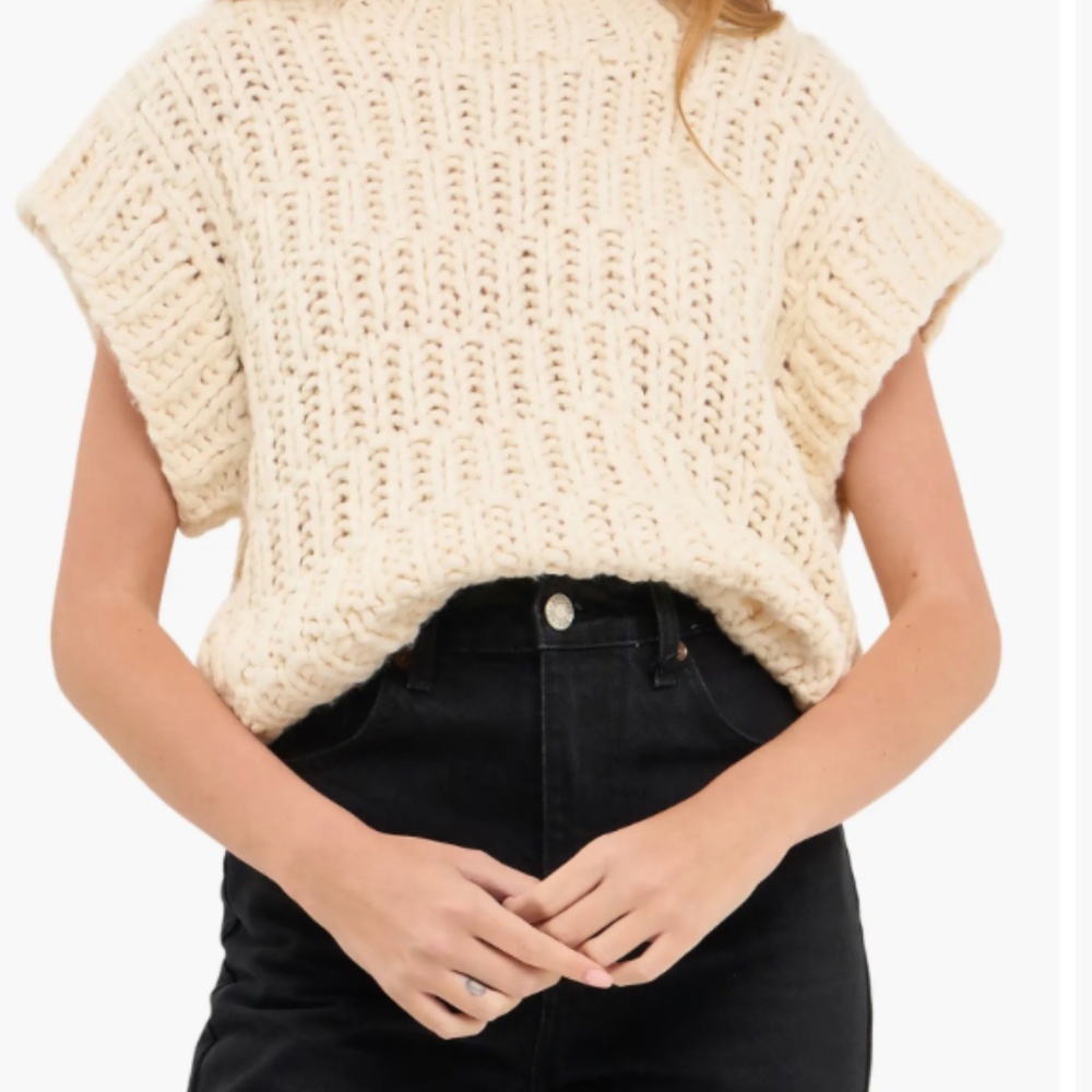 English Factory Chunky Cap Sleeve Sweater Ivory Size S